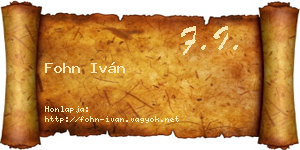 Fohn Iván névjegykártya