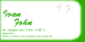 ivan fohn business card